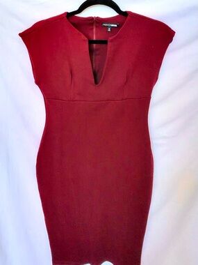 Fashion Nova Burgundy Midi Sheath Dress